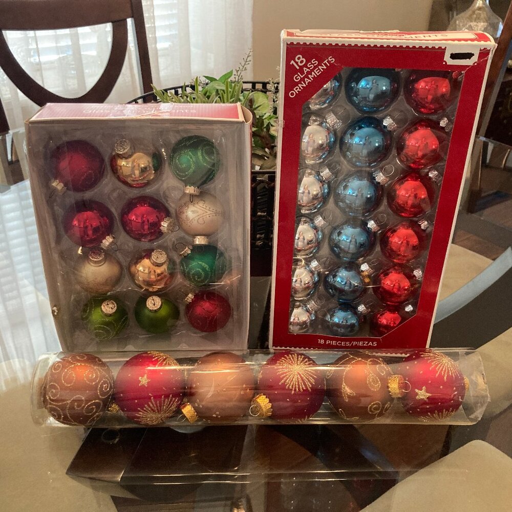 Three Unopened Boxes of Christmas Ornaments  36 Count